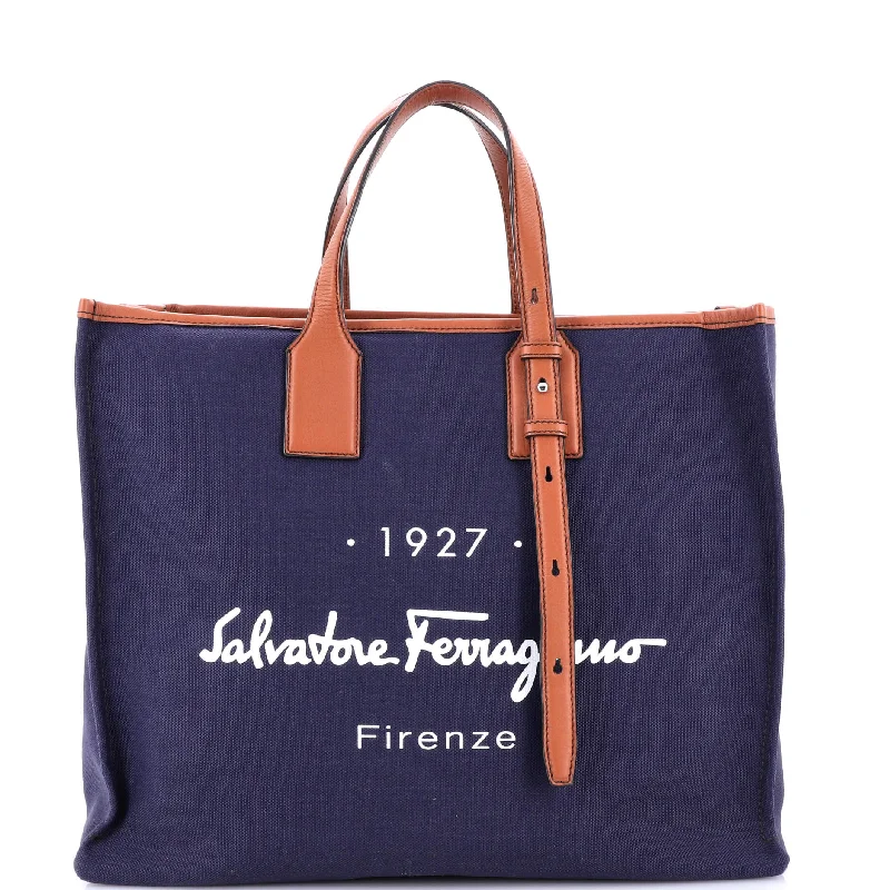 1927 Shopping Tote Canvas with Leather Large