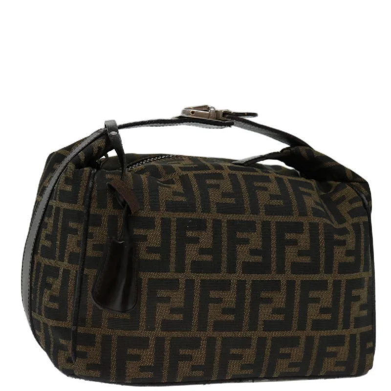 FENDI Zucca Canvas Vanity Hand Bag Brown Black  69671