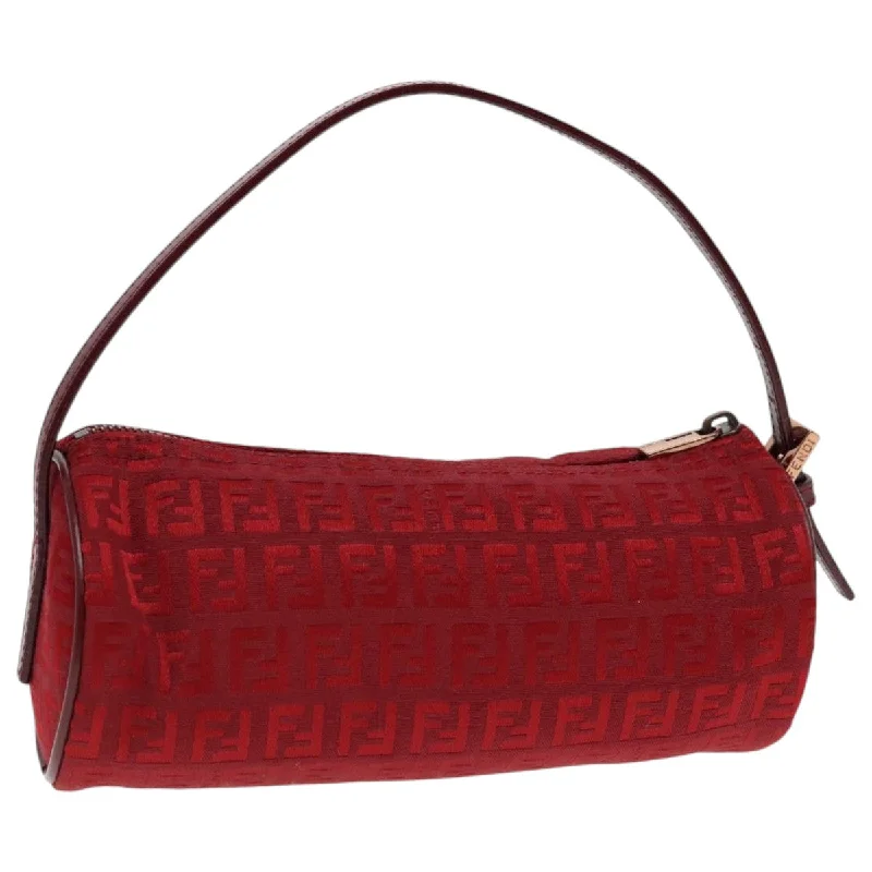 FENDI Zucchino Canvas Pouch Red Silver  mr496