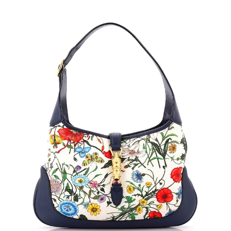 Jackie Hobo Flora Canvas with Leather Medium