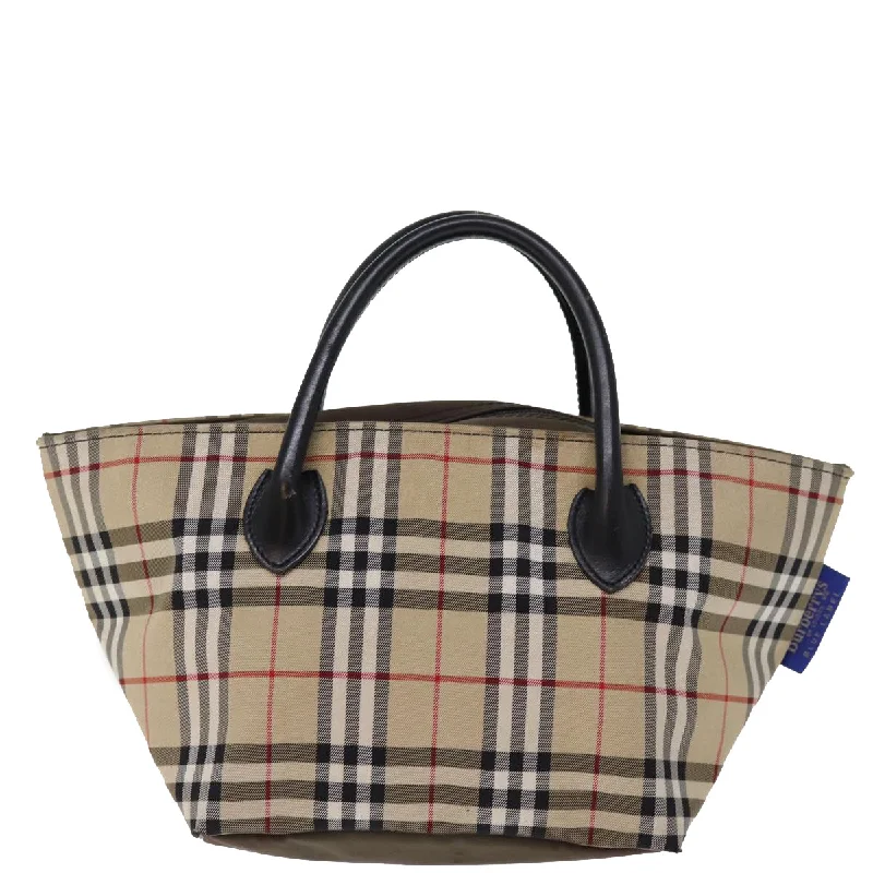 BURBERRYSs Nova Check Blue Label Hand Bag Nylon Beige  bs14769