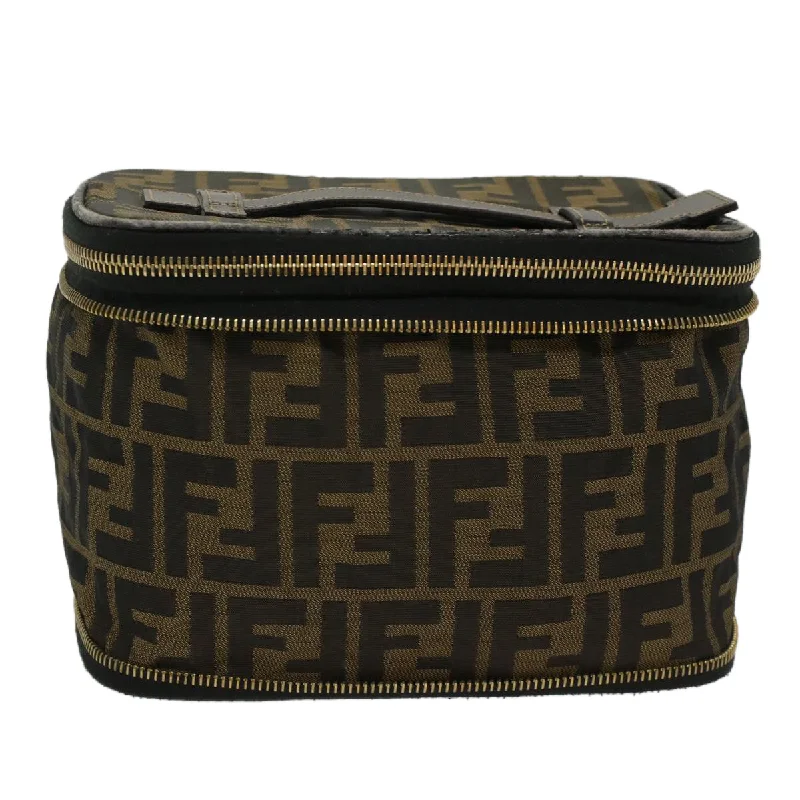 FENDI Zucca Canvas Vanity Cosmetic Pouch Black Brown  bs6864