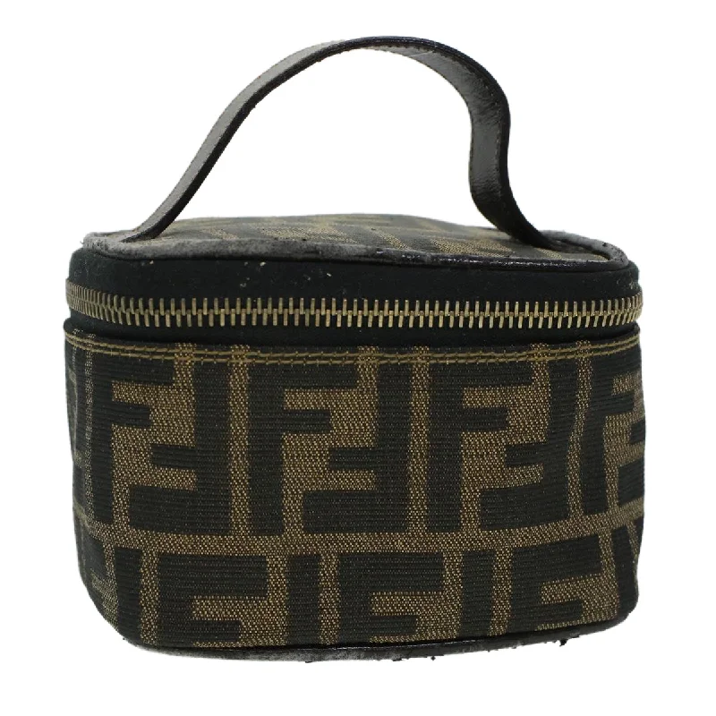 FENDI Zucca Canvas Vanity Cosmetic Pouch Black Brown  yk6874B