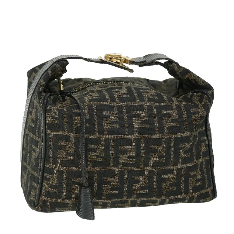 FENDI Zucca Canvas Vanity pouch Hand Bag Brown Black  52743