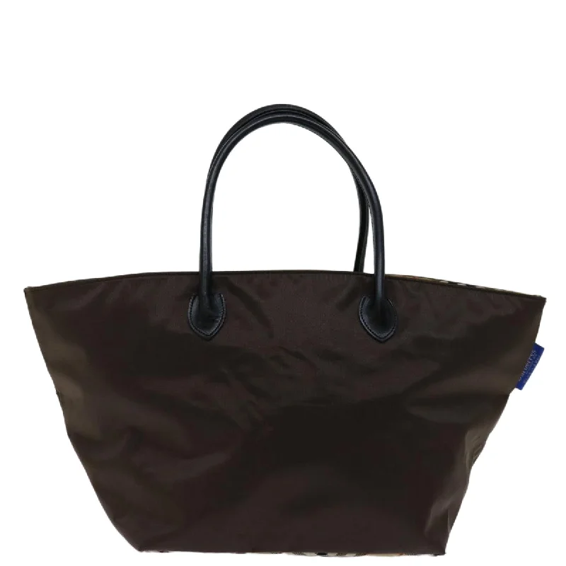 BURBERRYSs Blue Label Hand Bag Nylon Brown  bs12550