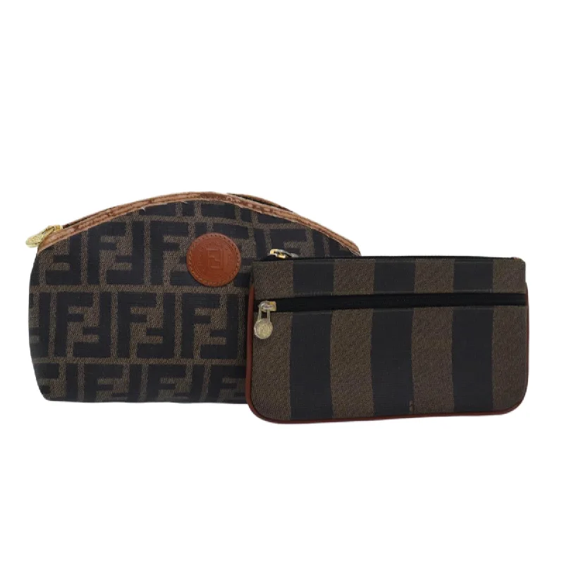 FENDI Zucca Canvas Pecan Canvas Pouch 2Set Brown Black  bs15954