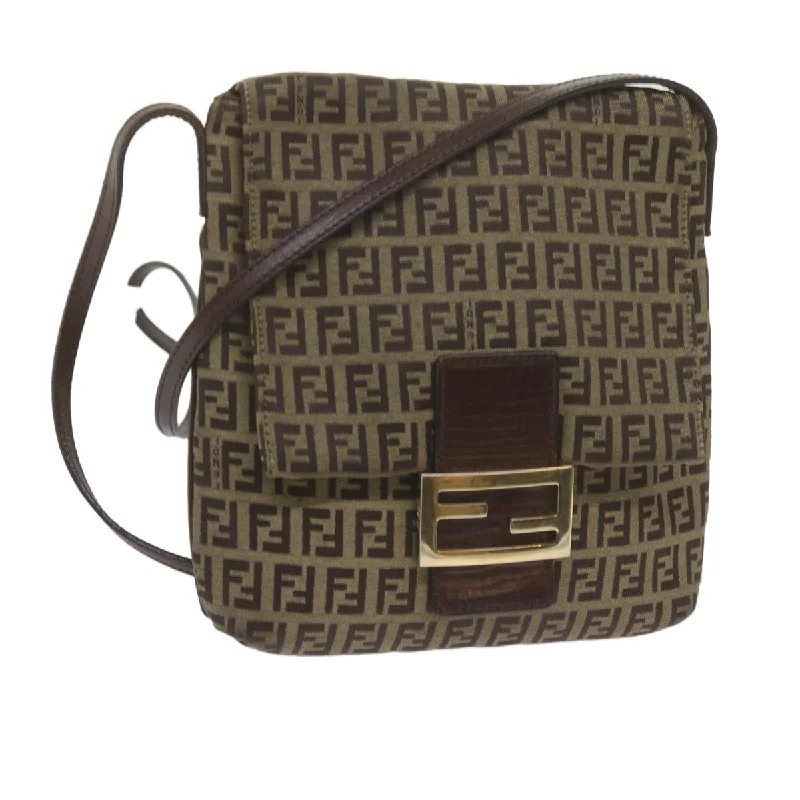 FENDI Zucchino Canvas Mamma Baguette Shoulder Bag Brown  ep2621