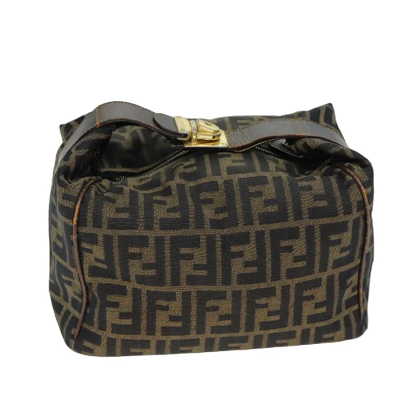 FENDI Zucca Canvas Vanity Pouch Brown Black  77628