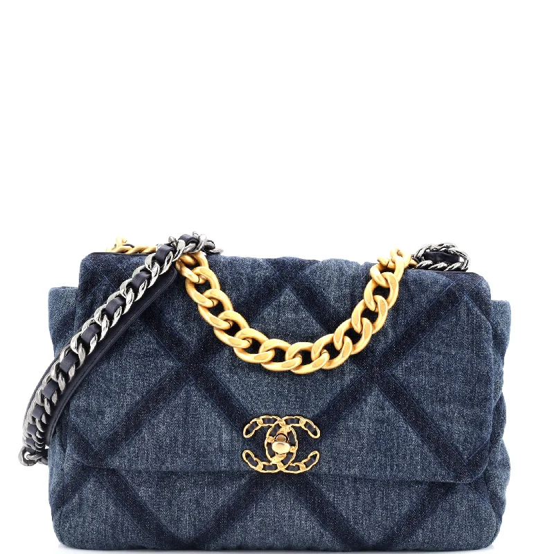 19 Flap Bag Quilted Denim Large