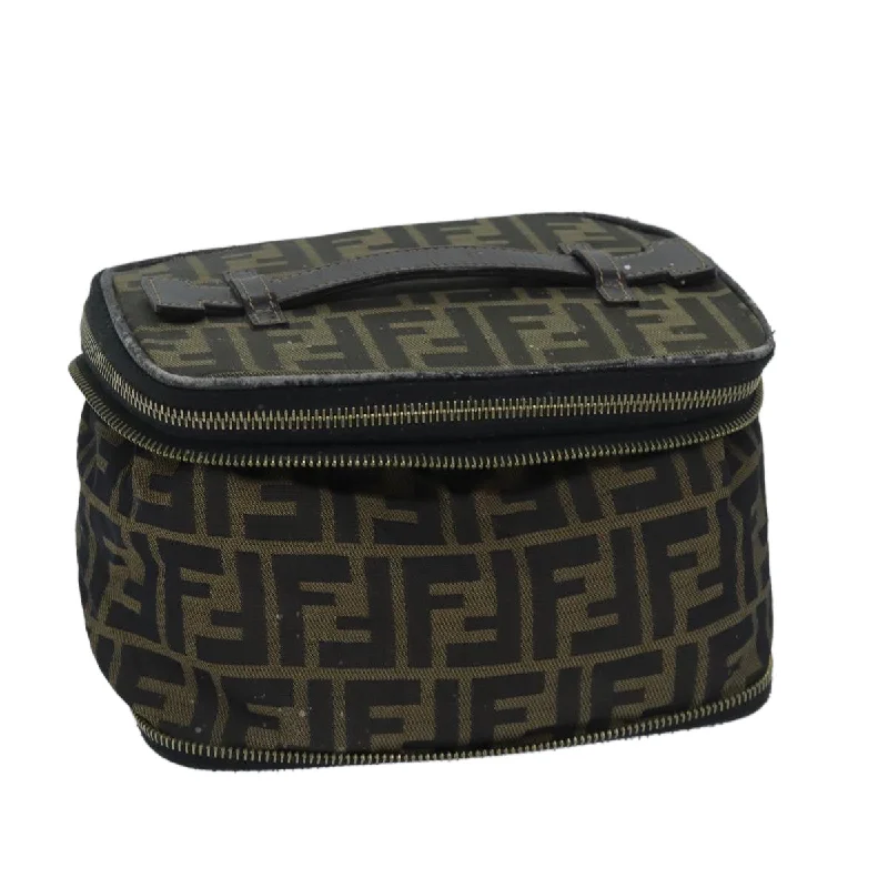 FENDI Zucca Canvas Vanity Pouch Brown Black  bs13353