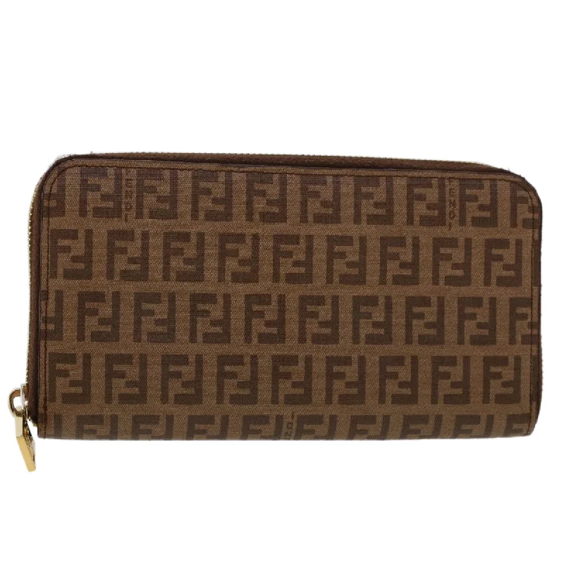 FENDI Zucchino Canvas Long Wallet Brown  46402