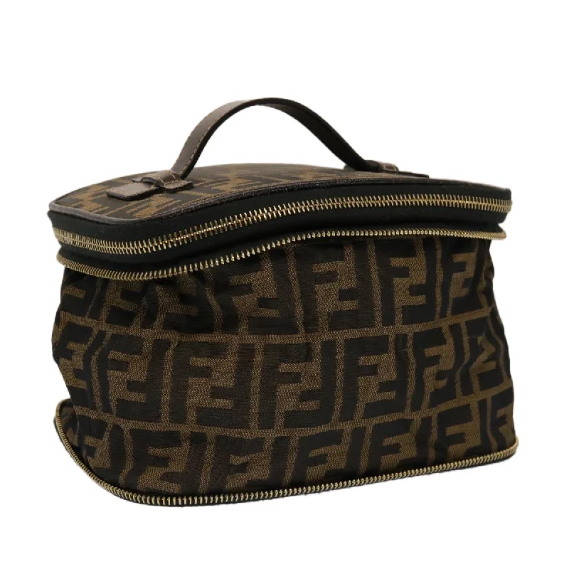 FENDI Zucca Canvas Vanity Pouch Brown Black  fm3154