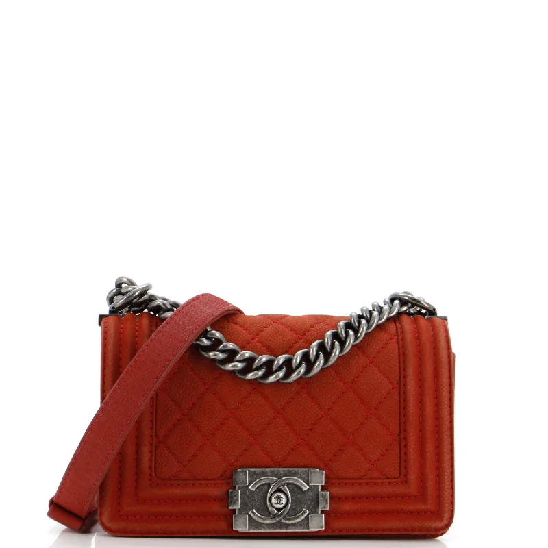 Boy Flap Bag Quilted Matte Caviar Small