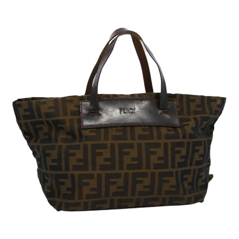 FENDI Zucca Canvas Hand Bag Nylon Brown  60955