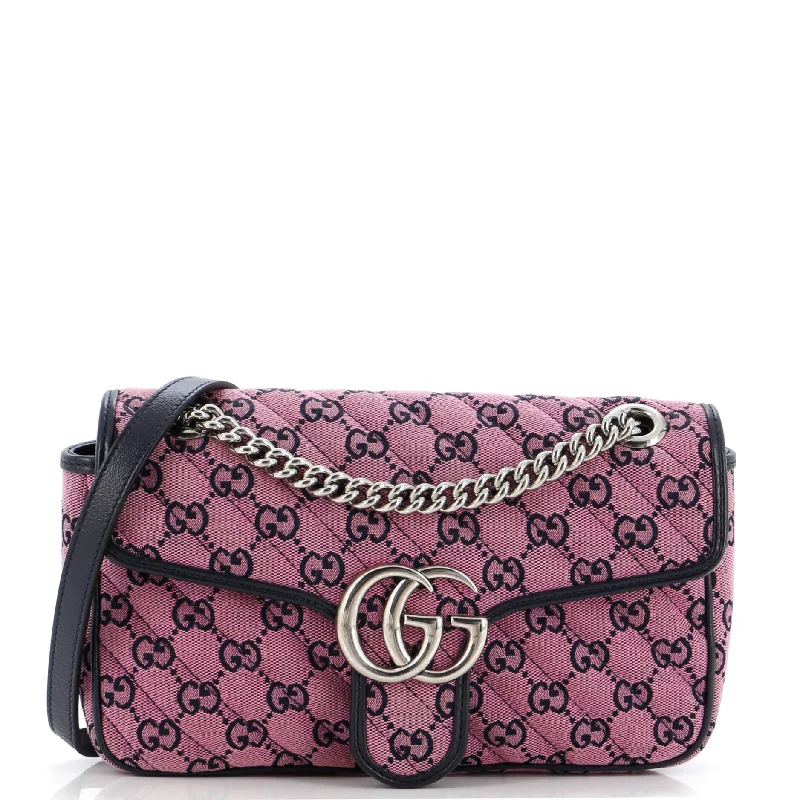 GG Marmont Flap Bag Diagonal Quilted GG Canvas Small