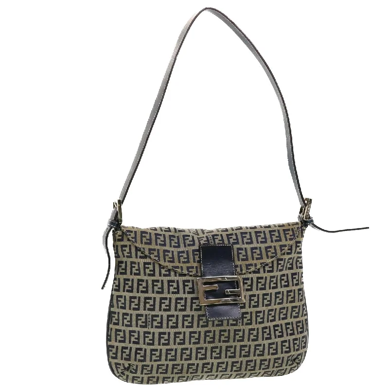 FENDI Zucchino Canvas Mamma Baguette Shoulder Bag Navy 83164900012  rd5160