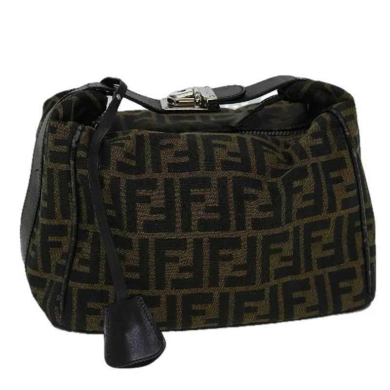 FENDI Zucca Canvas Vanity Hand Bag Brown  60287