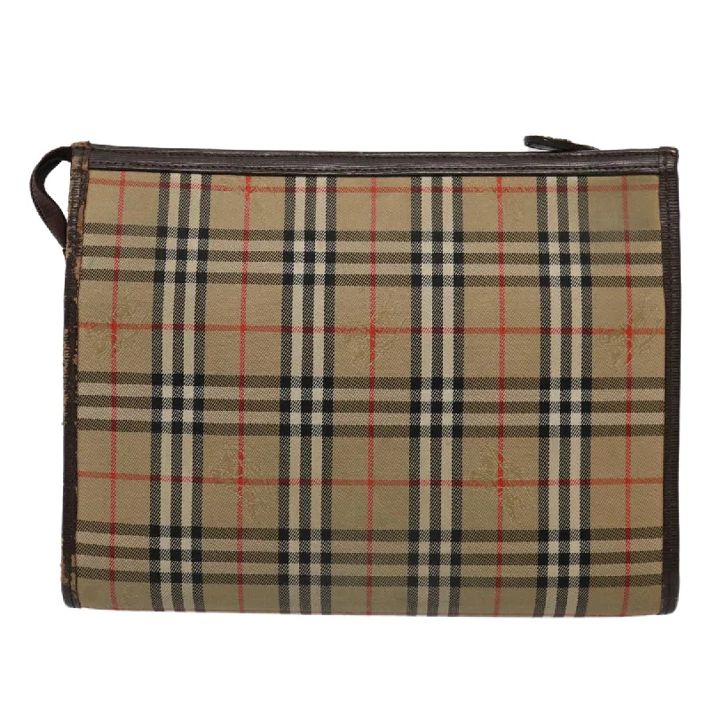 BURBERRYSs Nova Check Clutch Bag Nylon Canvas Brown  ki3865