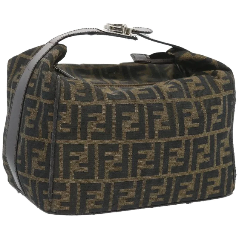 FENDI Zucca Canvas Vanity Hand Bag Black Brown  66392