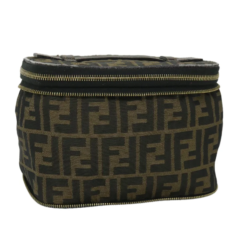 FENDI Zucca Canvas Vanity Cosmetic Pouch Black Brown  yb401