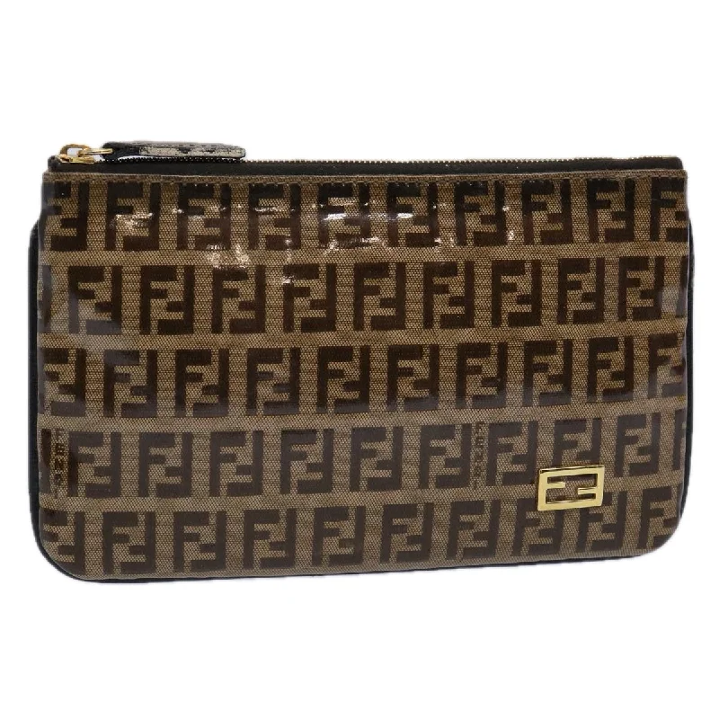 FENDI Zucchino Canvas Pouch Brown  bs10758