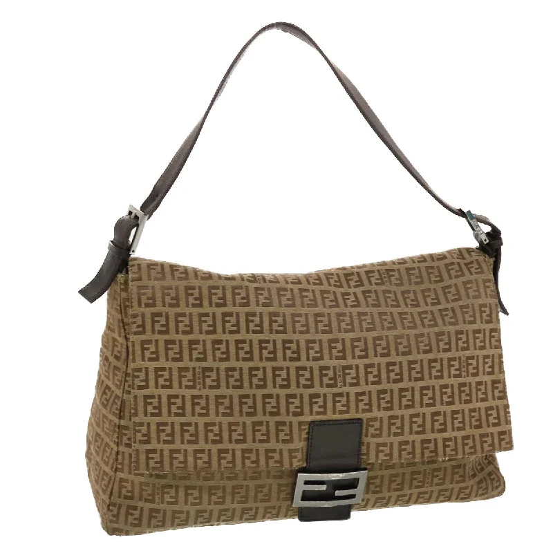 FENDI Zucchino Canvas Mamma Baguette Shoulder Bag Brown  bs5280