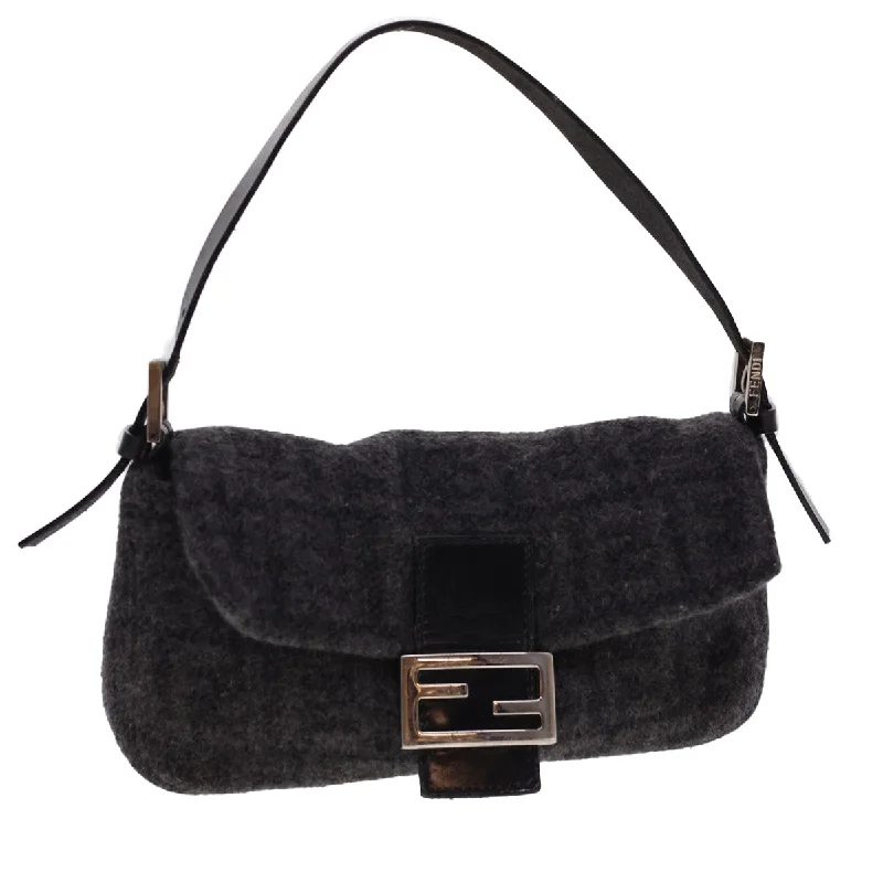 FENDI Zucca Canvas Mamma Baguette Shoulder Bag Cotton Gray  yk6531