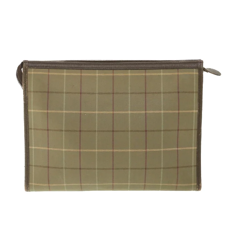 BURBERRYSs Nova Check Clutch Bag Nylon Canvas Brown  bs9092