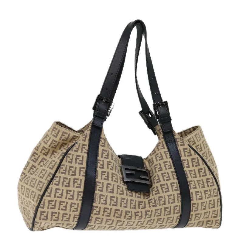 FENDI Zucchino Canvas Mamma Baguette Tote Bag Beige  70168