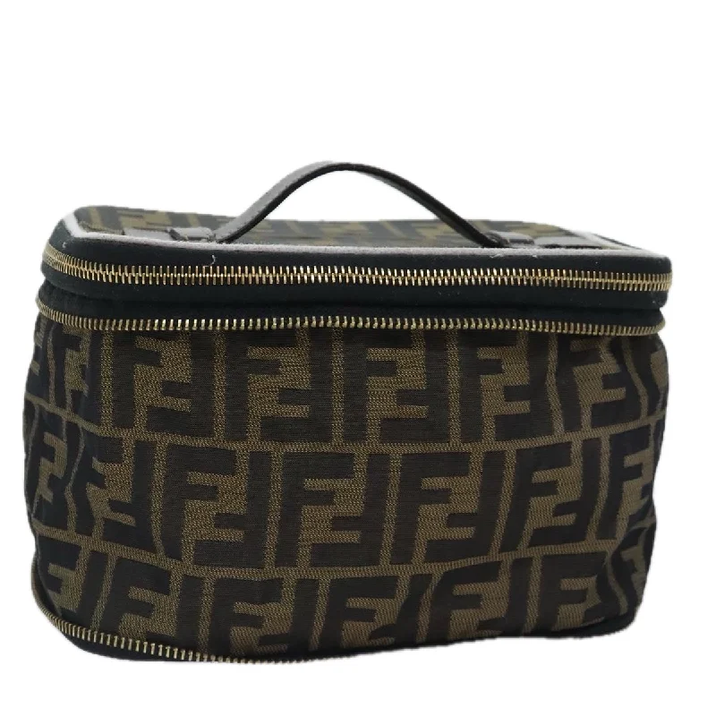 FENDI Zucca Canvas Vanity Pouch Brown Black gold  92315