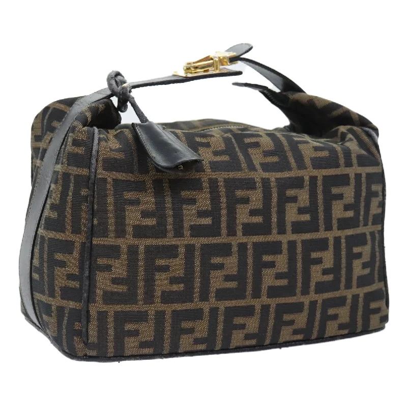 FENDI Zucca Canvas Vanity Pouch Brown Black gold  92526