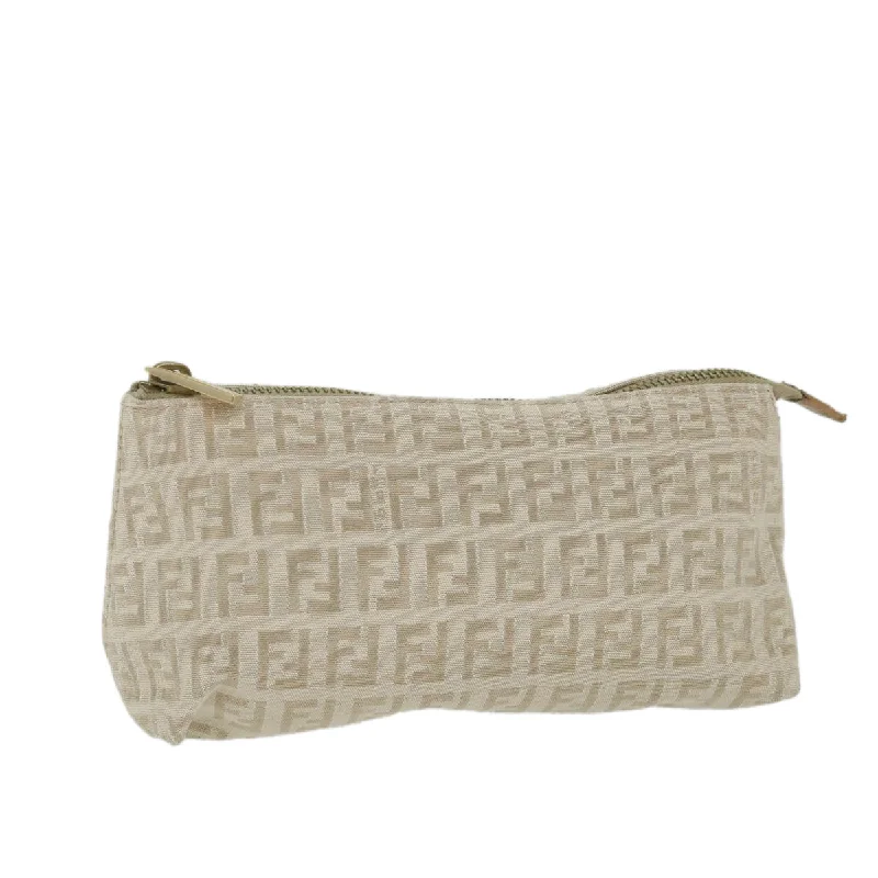 FENDI Zucchino Canvas Pouch Beige  yk9285