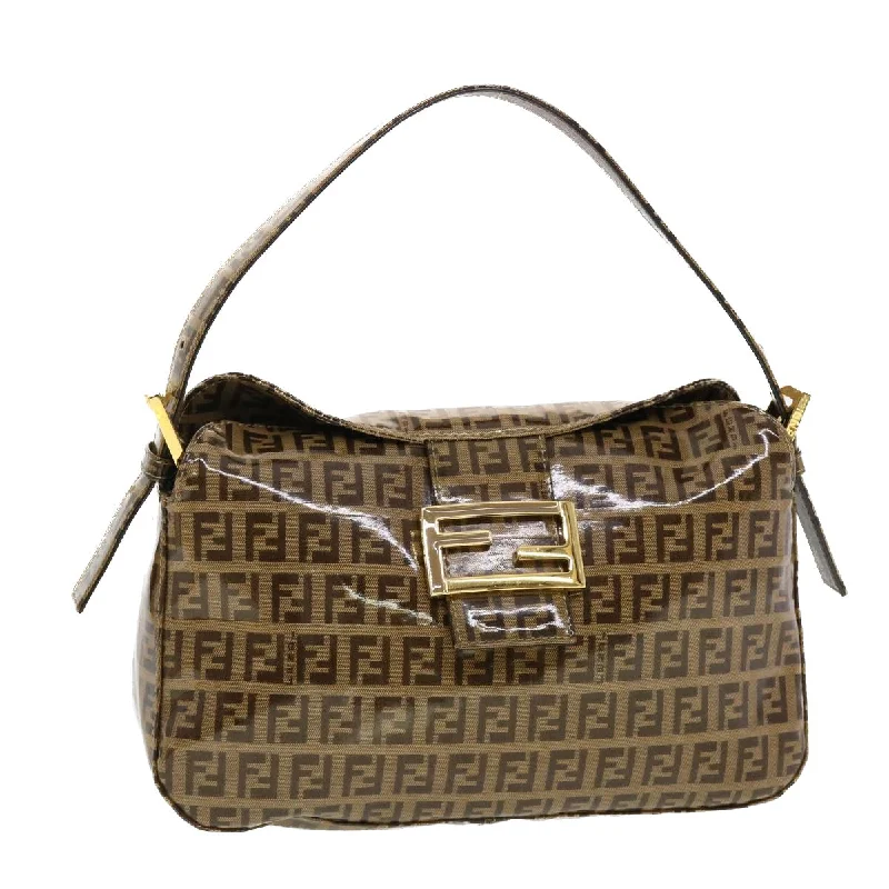 FENDI Zucchino Canvas Mamma Baguette Shoulder Bag Coated Canvas  am4224