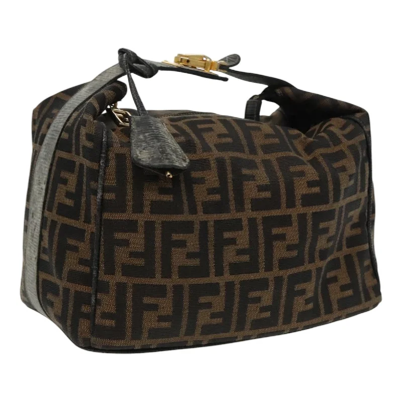 FENDI Zucca Canvas Vanity Hand Bag Brown Black  94131