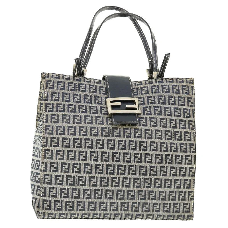 FENDI Zucchino Canvas Mamma Baguette Shoulder Bag Navy  39439