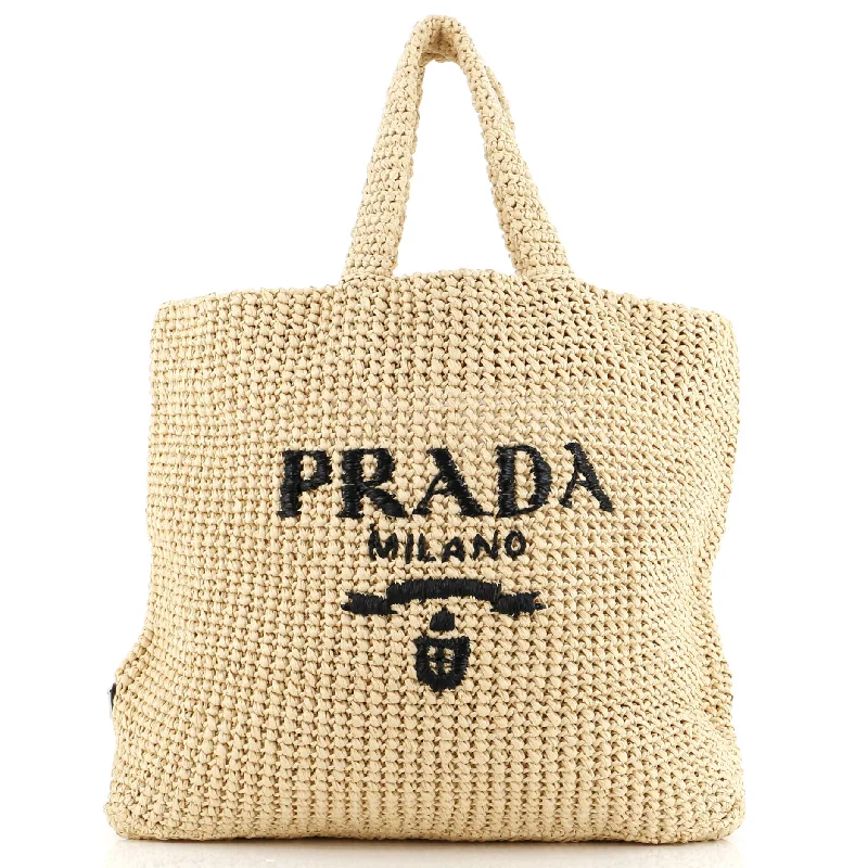 Logo Tote Raffia Large