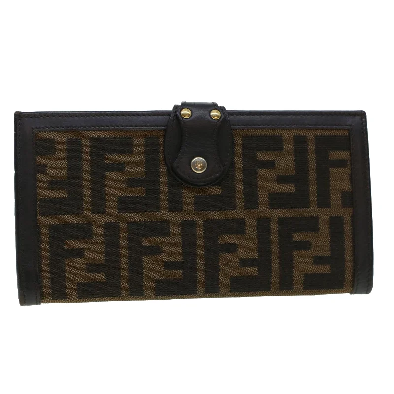 FENDI Zucca Canvas Wallet Black Brown  ac1940