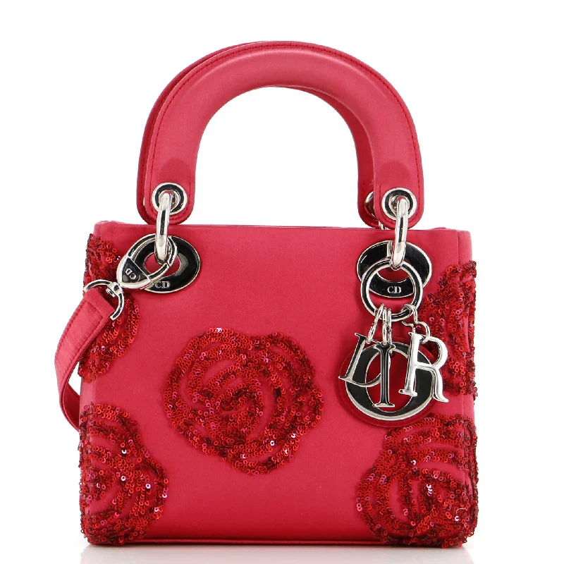 Lady Dior Bag Embellished Satin Mini