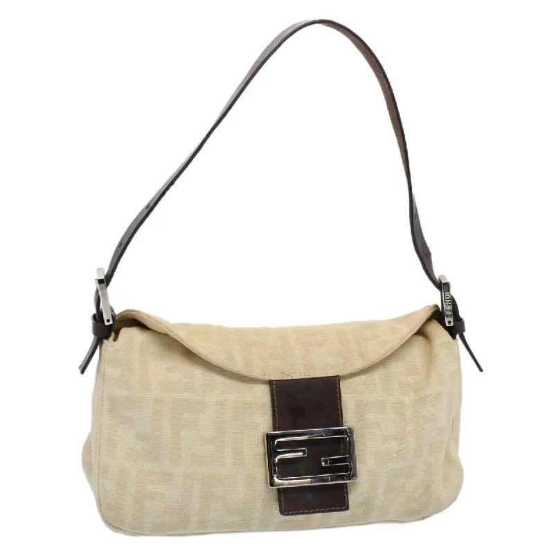 FENDI Zucca Canvas Mamma bucket Shoulder Bag Beige  54706