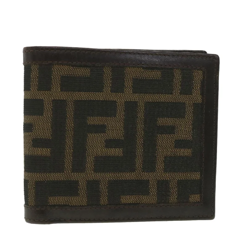 FENDI Zucca Canvas Wallet Black Brown  yk6120