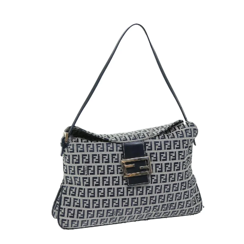 FENDI Zucchino Canvas Mamma Baguette Shoulder Bag Navy  yk11046