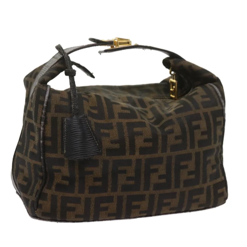 FENDI Zucca Canvas Vanity Hand Bag Brown Black  69040