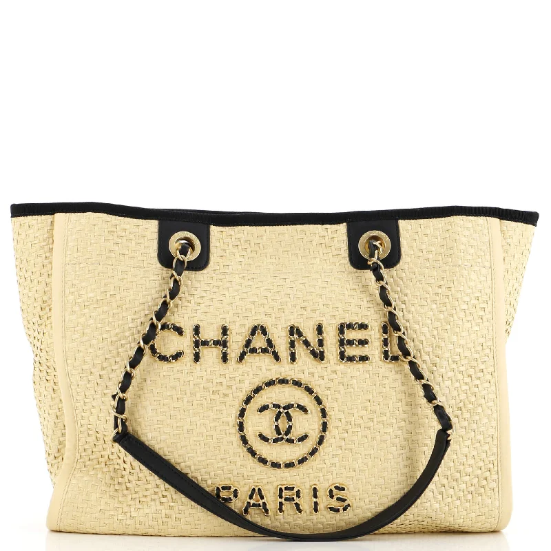 Deauville Tote Straw with Chain Detail Small