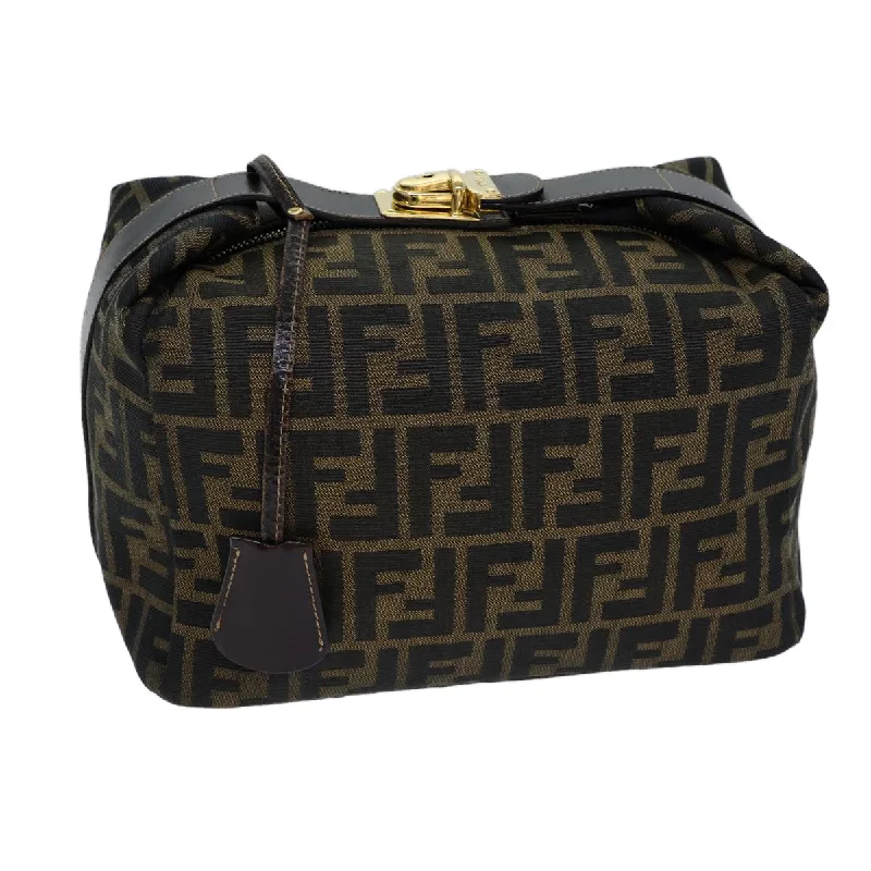 FENDI Zucca Canvas Vanity Cosmetic Pouch Brown Black  72408