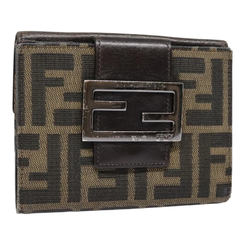 FENDI Zucca Canvas Wallet Black Brown  yk15059