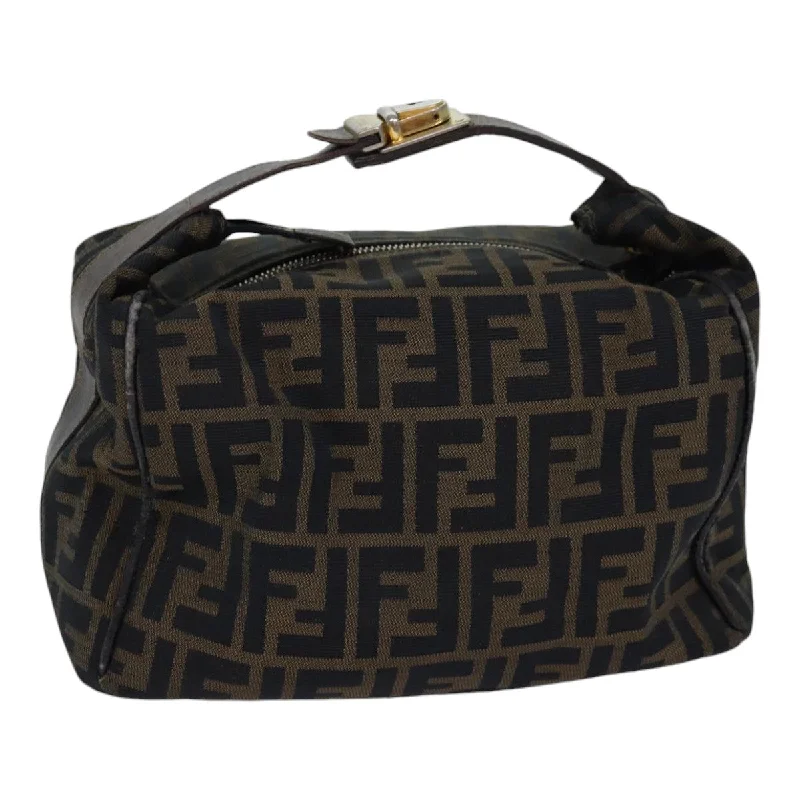 FENDI Zucca Canvas Vanity Pouch Brown Black gold  86247