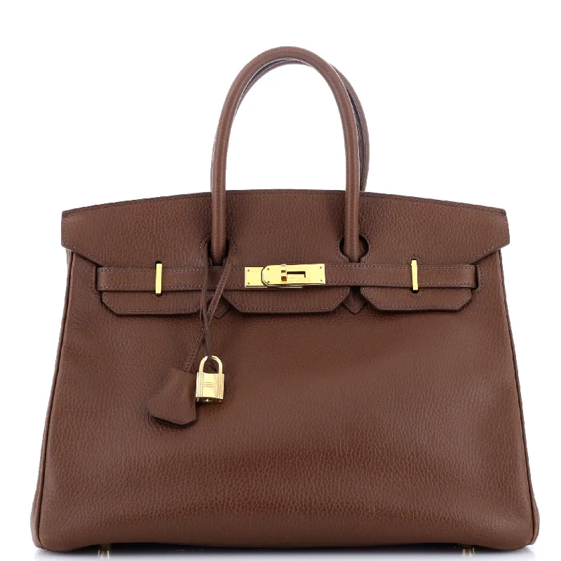 Birkin Handbag Sienne Ardennes with Gold Hardware 35