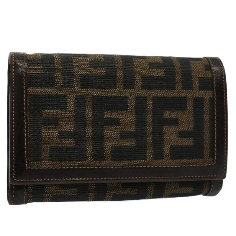 FENDI Zucca Canvas Wallet Black Brown 2266 31052 088  ar10887