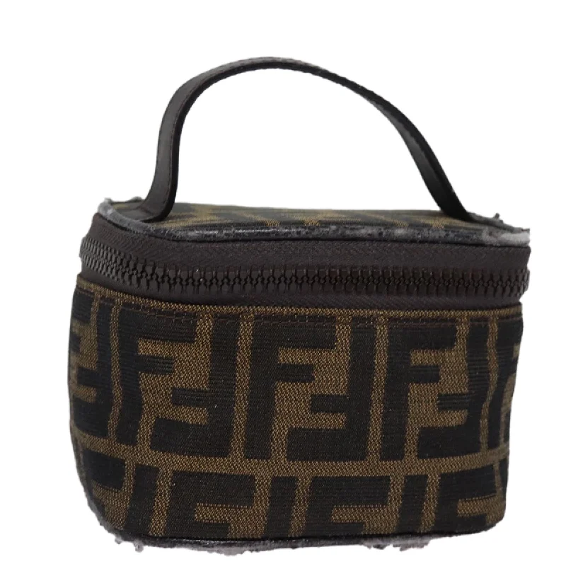 FENDI Zucca Canvas Vanity Pouch Brown Black  78406