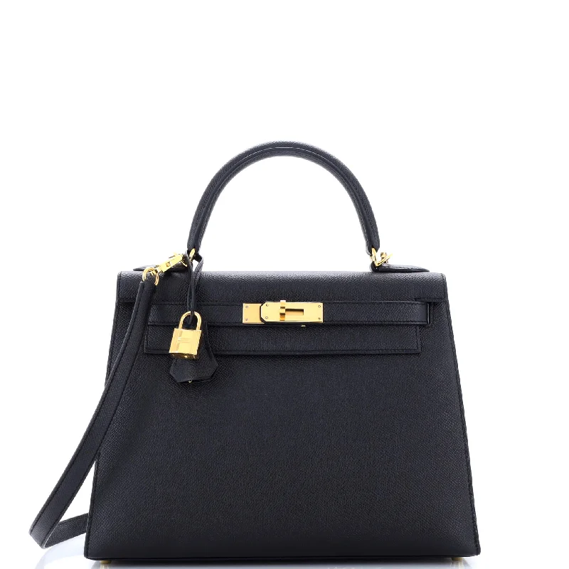 Kelly Handbag Noir Epsom with Gold Hardware 28